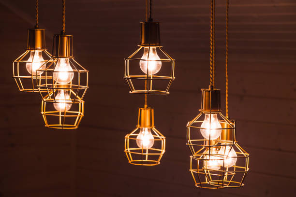 istock Hanging bulb lamps. Chandelier 1097016180