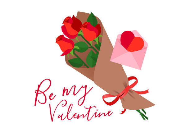 illustrazioni stock, clip art, cartoni animati e icone di tendenza di san valentino - rose valentines day bouquet red