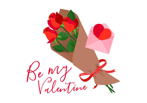 Valentine's day Valentine's day card. bouquet stock illustrations