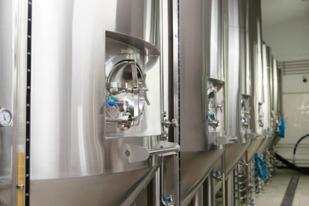 istock Stainless steel tanks for lager beer 1097025116