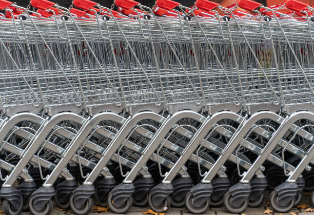istock Full Frame Shot Of Shopping Carts 1097027276