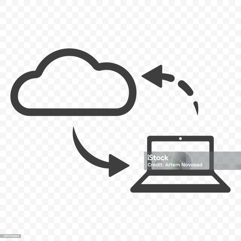 Icon transfer files from computer to cloud and back. Vector on transparent background. Icon transfer files from computer to cloud and back. Vector on transparent background Data stock vector