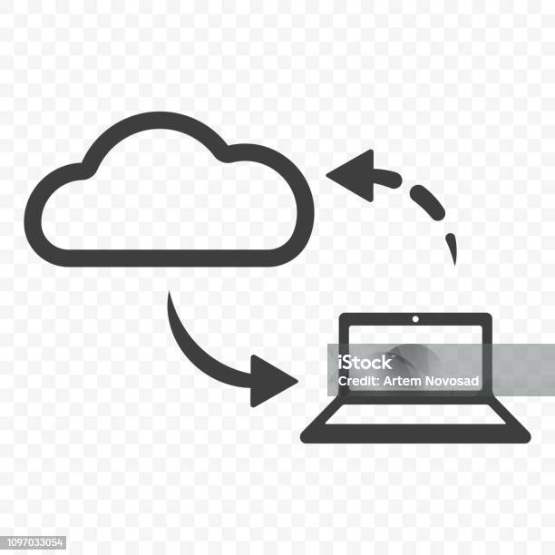 Icon Transfer Files From Computer To Cloud And Back Vector On Transparent Background Stock Illustration - Download Image Now