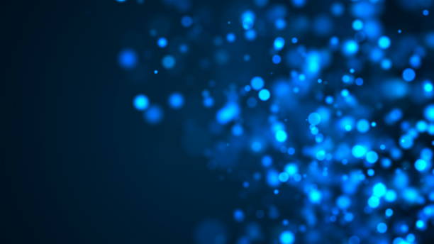 istock Beautiful blue glowing bokeh, shallow depth of field, computer generated abstract background, 3D render backdrop 1097057010