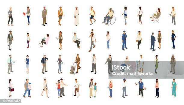 People Icons Bold Color Stock Illustration - Download Image Now - Isometric Projection, People, Illustration