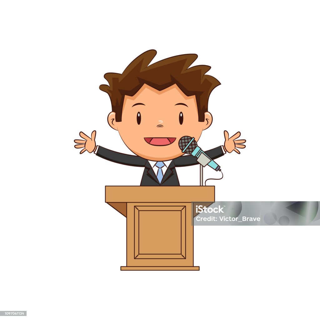 Child Podium Speech Stock Illustration - Download Image Now - Preacher,  Cartoon, Child - iStock