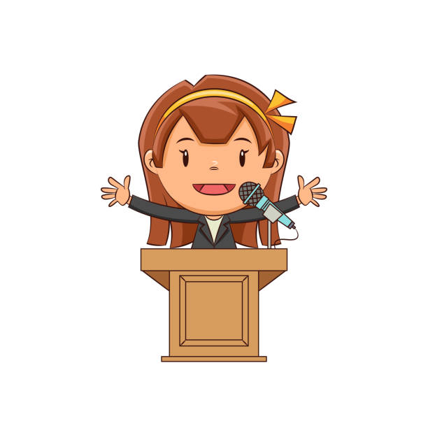 Girl Podium Speech Stock Illustration - Download Image Now - Child, Speech,  Confidence - iStock