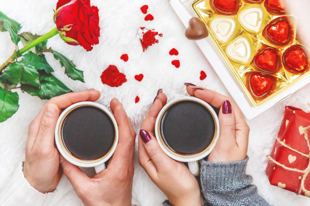 istock Cup drink for Breakfast in the hands of lovers. Selective focus. 1097063226