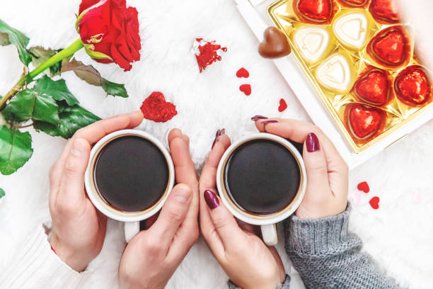 istock Cup drink for Breakfast in the hands of lovers. Selective focus. 1097063240
