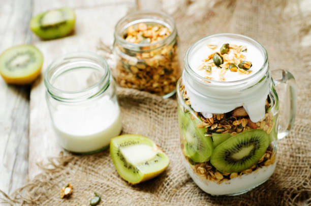 istock Greek yogurt granola kiwi breakfast in jar 1097072116