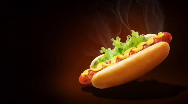 istock fresh american hot dog with mustard 1097072222