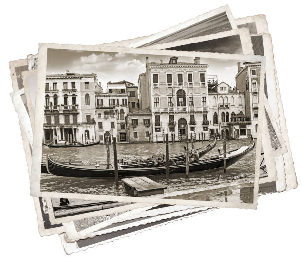 istock Stack of old vintage photos in Venice Italy 1097076436