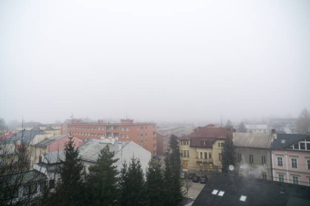 istock Misty morning in the town. 1097080672