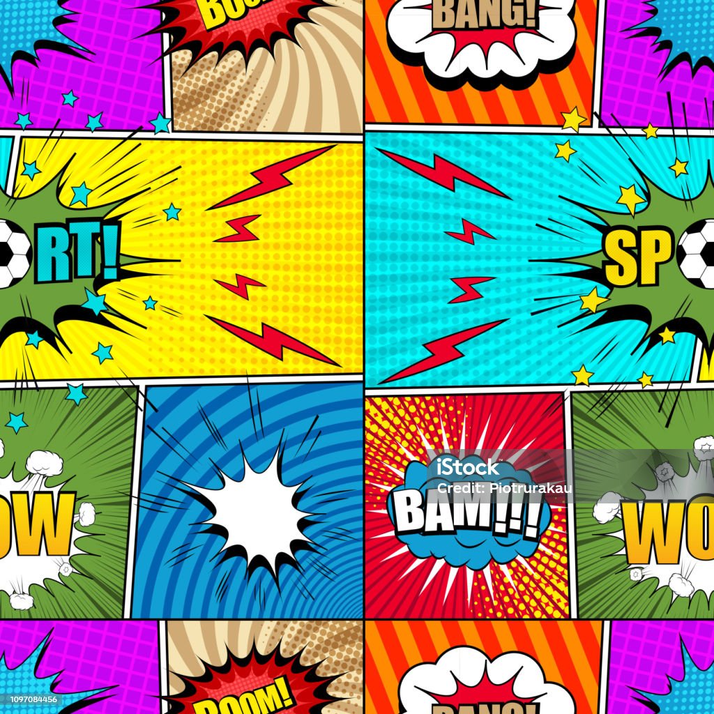 Comic Bright Seamless Pattern Stock Illustration - Download Image Now ...