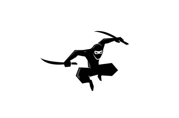 ilustrações de stock, clip art, desenhos animados e ícones de creative black ninja - ninja