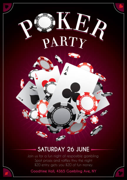 Poker night poster Poster for a gambling themed casino party texas hold em illustrations stock illustrations