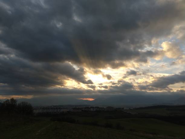 istock Sunset and sunrise with dramatic colorful clouds. 1097088448