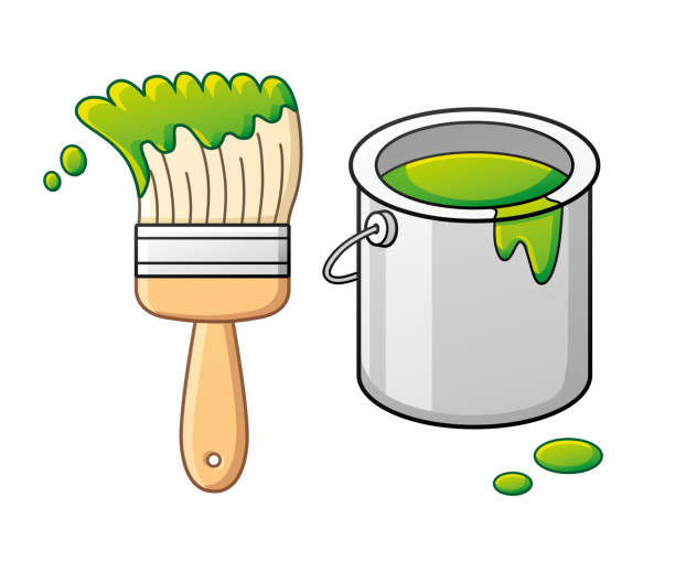 Green Paint Brush And Bucket Can Stock Illustration - Download Image Now -  Paint Can, Icon, Paintbrush - iStock
