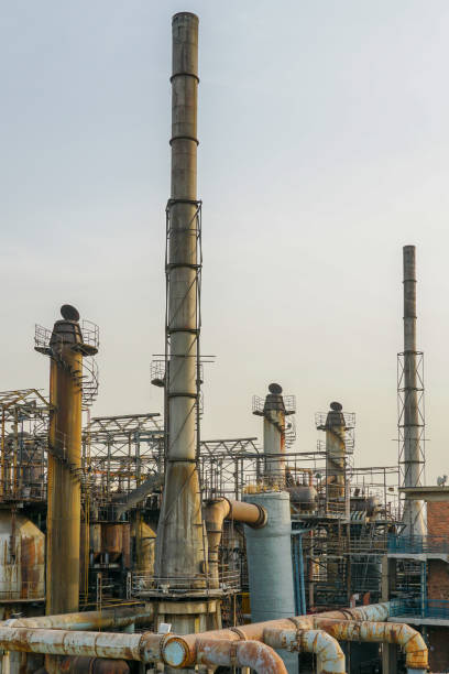 istock Old Factory metal structures. Industrial plant with old, rusty pipes 1097097004