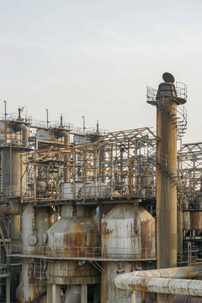 istock Old Factory metal structures. Industrial plant with old, rusty pipes 1097102400