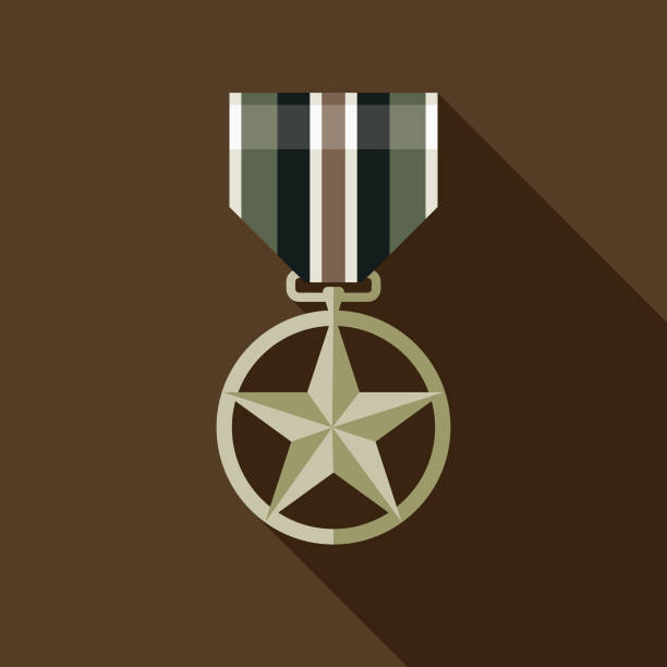 illustrazioni stock, clip art, cartoni animati e icone di tendenza di icona della medaglia militare - medal star shape war award
