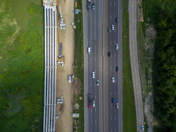 istock Aerial view of traffic on a major Texas freeway. 1097111230