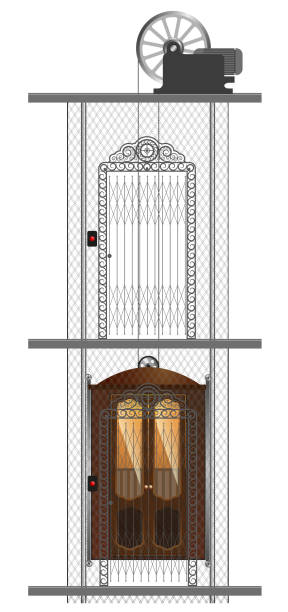 Detailed image of an old metal elevator in a residential building