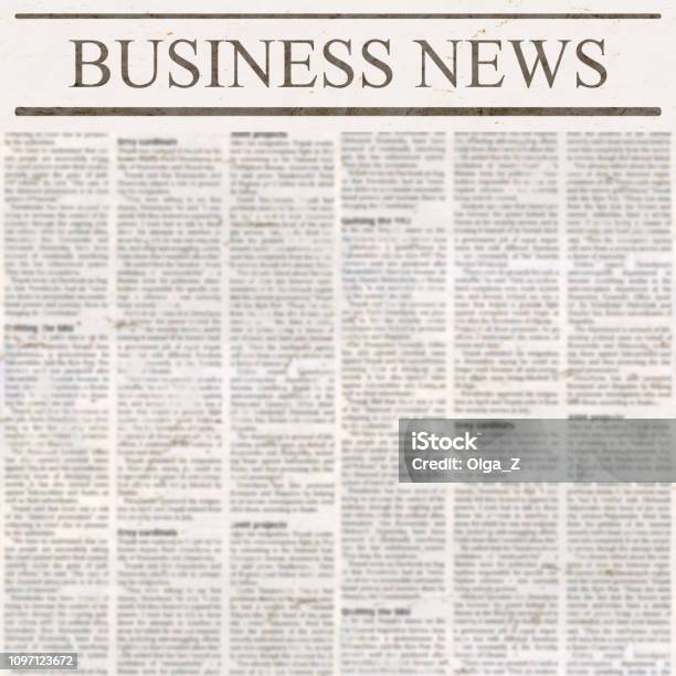 Newspaper With Headline Business News And Old Unreadable Text Stock Photo - Download Image Now