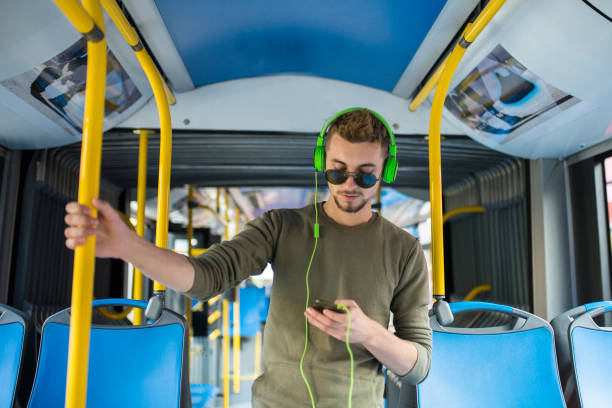 istock Beautiful boy rides in a bus. 1097138996