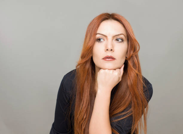 Confident real woman  portrait, Studio shot