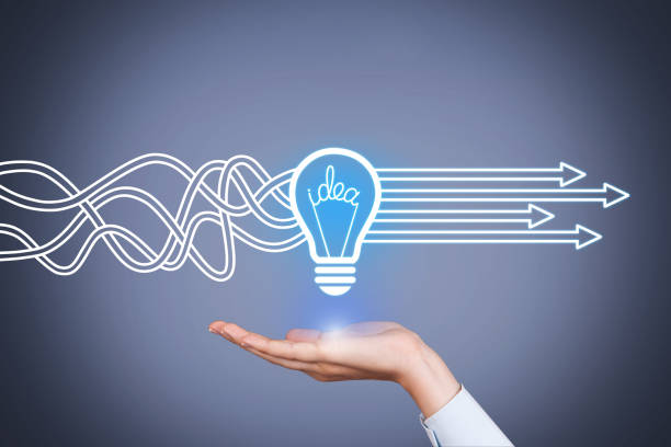 istock Idea concepts with light bulbs over Huamn Hand on Touch Screen 1097158434