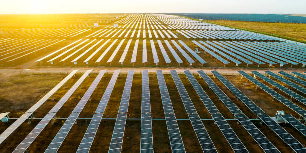 istock Solar photovoltaic in the sunset 1097170768