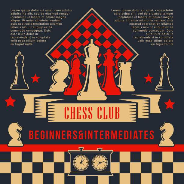로 체스 pices 체스판에 시계. 스포츠 클럽 - chess mate stock illustrations