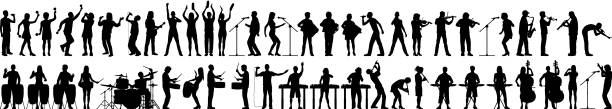 Highly Detailed Musicians Highly detailed musician silhouettes. trumpet player isolated stock illustrations