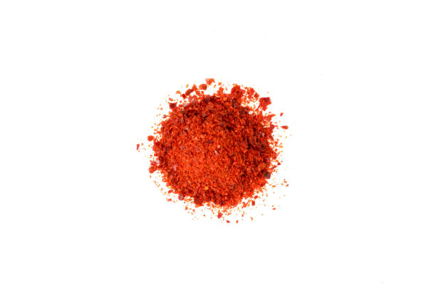 istock Red ground chili pepper isolated on white background, top view 1097181830