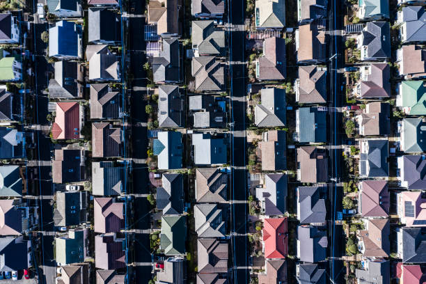 istock Residential area with beautiful colorful roof 1097181848