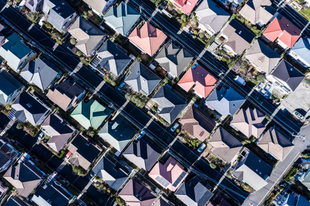 istock Residential area characterized by colorful roof 1097181882