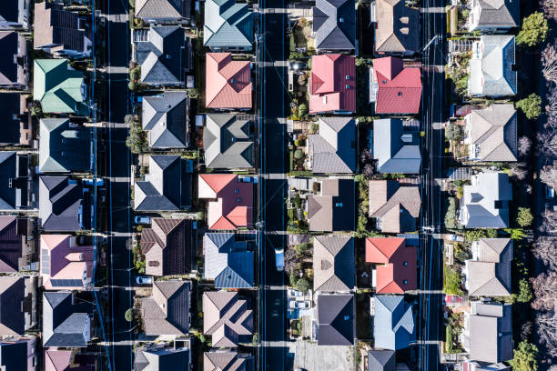 istock Residential area with beautiful colorful roof 1097181888