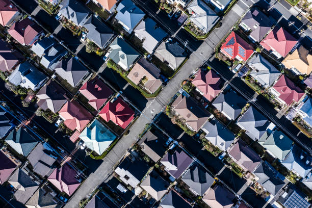 istock Residential area characterized by colorful roof 1097182000