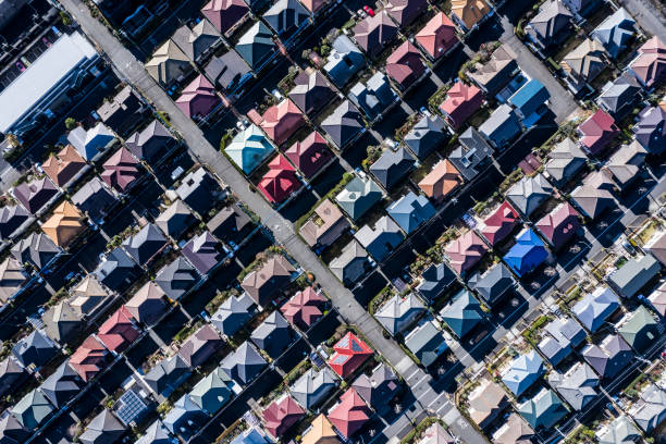 istock Residential area with beautiful colorful roof 1097182048