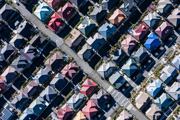 istock Residential area characterized by colorful roof 1097182054