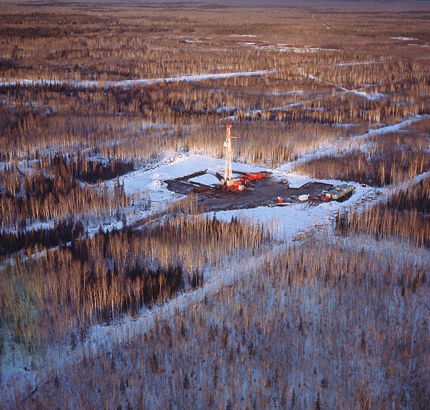 Drilling Rig from the Air stock photo