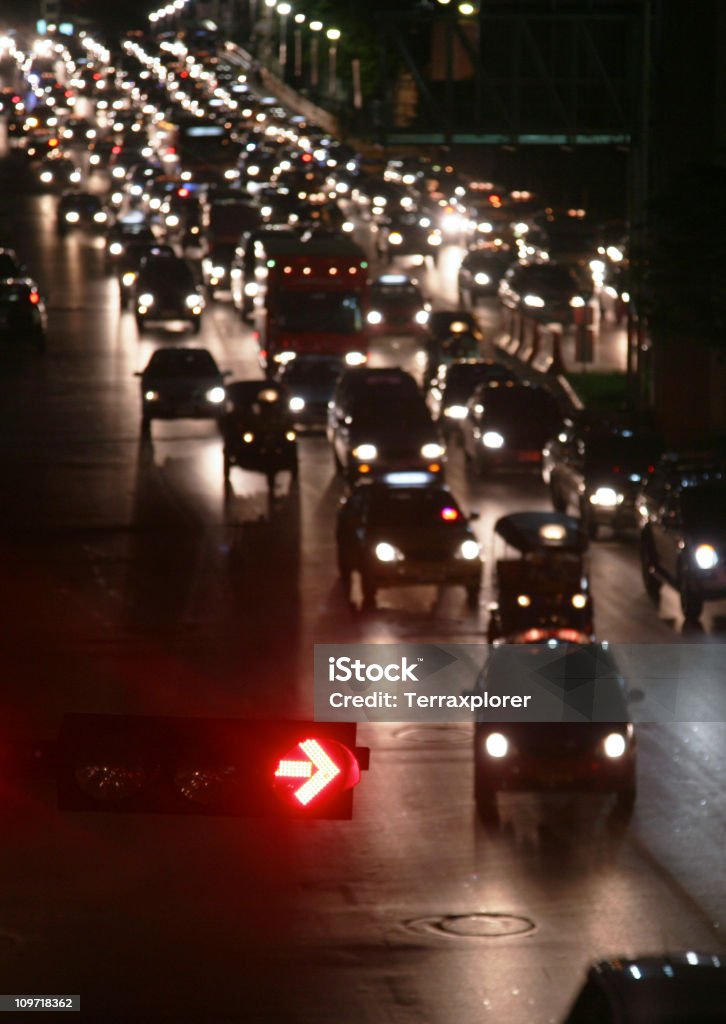 Stop Light And City Traffic, Elevated View  Abundance Stock Photo