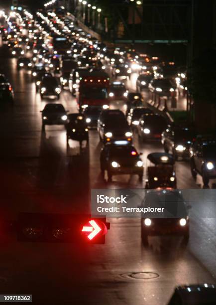 Stop Light And City Traffic Elevated View Stock Photo - Download Image Now - Abundance, Arrow Symbol, Bangkok