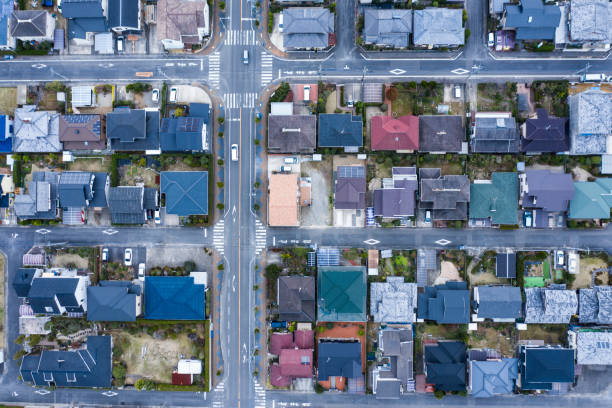 istock An aerial view showing a residential area and a large intersection 1097183910