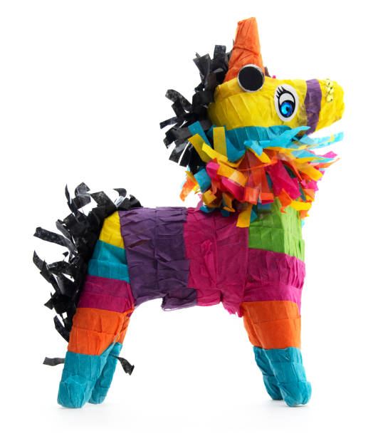 mexikanische burro esel piñata isoliert - mexico mexican culture carnival paper stock-fotos und bilder