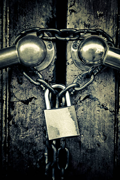Locked Door Stock Photo - Download Image Now - Lock, Horror, Spooky - iStock