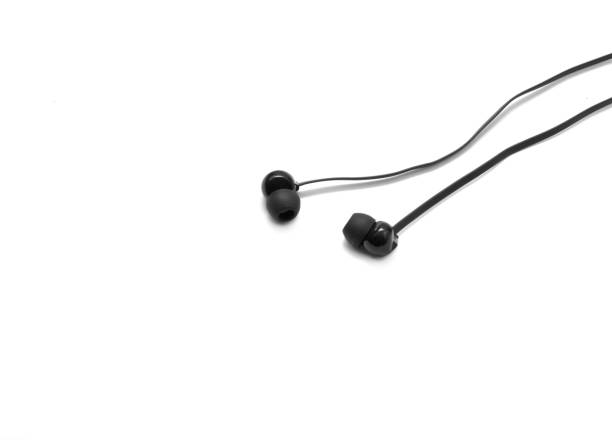 istock Black Bluetooth headphones isolated on white background. View from above 1097188230