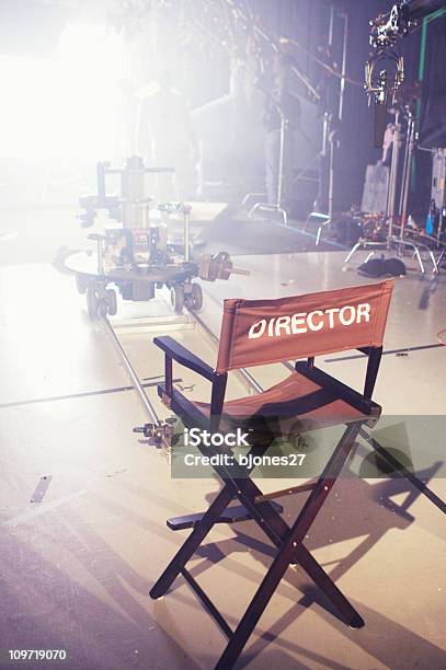 Directors Chair On Movie And Television Set Stock Photo - Download Image Now - Director, Film Director, Director's Chair