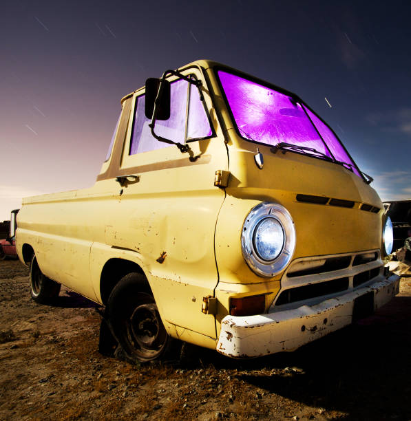 istock Derelict pickup truck at night 109719486